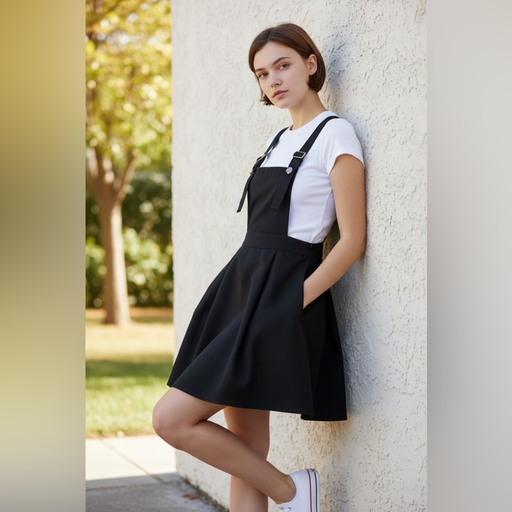 Hot Topic Black Suspenders Girl’s Skirt SM